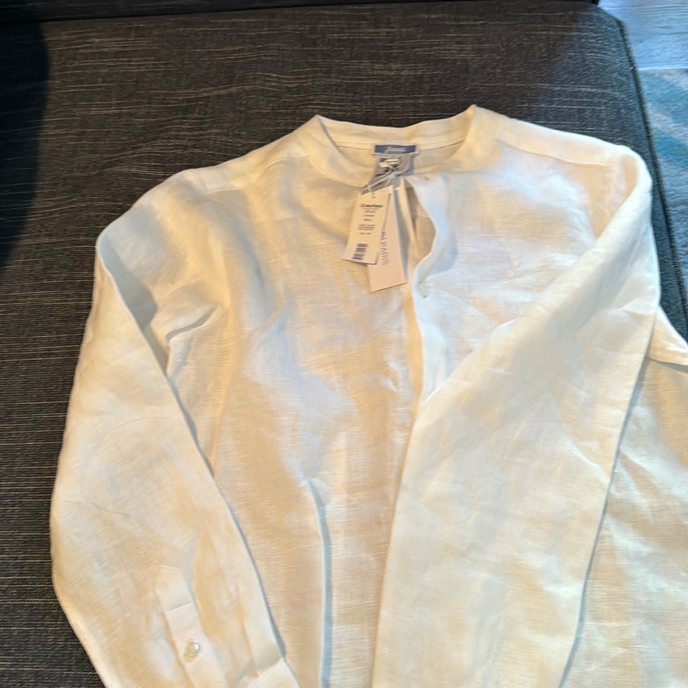 Jacadi boys size 12 linen white colorless shirt